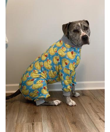 Pit Bull Lightweight Pajamas - Yellow Rubber Duck Print - Full Coverage Dog Pajamas - Size Large - Buy Online on GoSupps.com