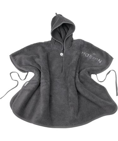 Mabyen Baby Hooded Bathrobe | 100% Organic Cotton Baby Poncho - Dark Grey One Size | Eco-Friendly Baby Wear - Buy Online on GoSupps.com