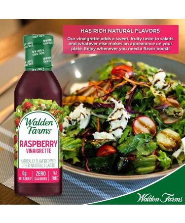 Walden Farms Raspberry Vinaigrette Dressing 12 oz Bottle (Pack of 6) | Sugar Free, 0g Net Carbs, Kosher Certified | Perfect for Salads, Pizza, Vegetables, Cocktails | Fresh & Delicious - Buy Online on GoSupps.com