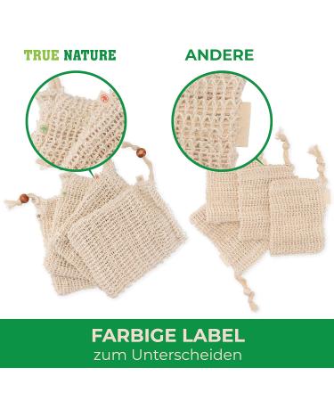 True Nature Sisal Soap Bags Set (4 Pack) - Laboratory Tested Comparison Winner for Solid Shampoo & Natural Soaps - Extra Large with Colored Labels - Buy Online on GoSupps.com