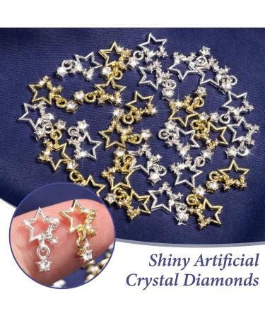 Noverlife 26PCS 3D Alloy Nail Charms - Gold & Silver Stars, Crystal Diamonds, Rhinestones - Nail Art Charms for DIY - Buy Online on GoSupps.com