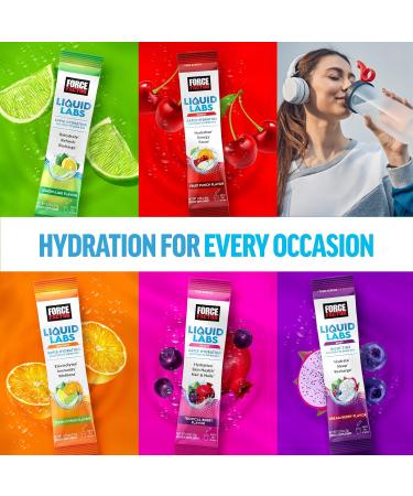 Bundle of FORCE FACTOR Liquid Labs Electrolytes Powder Hydration Packets to Make Electrolyte Water with 5 Vitamins Minerals and Antioxidants Lemon-Lime + Energy Fruit Punch Flavor 40 Stick Packs - Buy Online on GoSupps.com