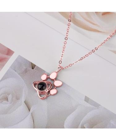 CSSTONE Dog Paw Photo Necklace | 925 Sterling Silver Projection Chain with Picture | I Love You Memory Gift for Women & Pets - Buy Online on GoSupps.com