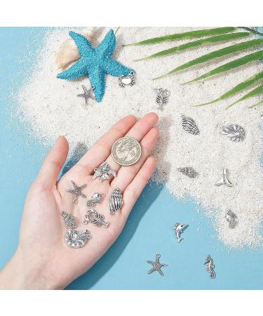 PandaHall 90pcs Ocean Fish Charms Tibetan Seashell Pendants - Antique Silver Sea Creatures Charms for DIY Jewelry Making - Buy Online on GoSupps.com