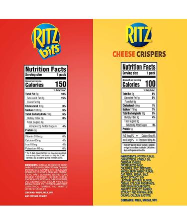 RITZ Bits Cheese Crackers & Cheese Crispers Cheddar Chips Variety Pack - 48 Snack Packs - Buy Online on GoSupps.com