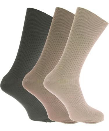 Mens Big Foot Non Elastic Diabetic Socks (3 Pairs) 12-15 Shades of Brown - Comfortable & Stylish - Buy Online on GoSupps.com