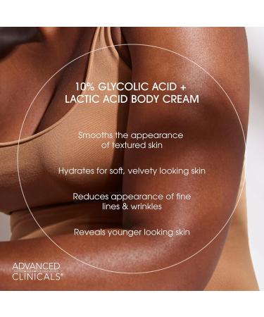 Advanced Clinicals Brightening Vitamin C Body Cream + AHA Exfoliating 10% Glycolic Acid & Lactic Acid Lotion 2PC Skincare Set For Women & Men To Reduce Appearance Of Dark Spots & Uneven Skin Tone 10% Glycolic Acid + Vitamin  - Buy Online on GoSupps.com