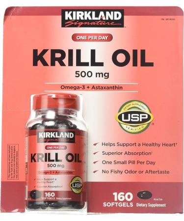 Kirkland Signature Krill Oil 500 Milligram 160 Softgels - Buy Online on GoSupps.com