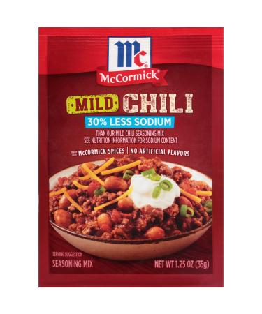 McCormick MILD CHILI, 30% Less Sodium, Seasoning Mix 1.25oz Packets 5
