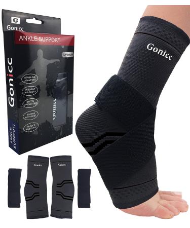 gonicc Professional Foot Sleeve Pair(2 Pcs) with Compression Wrap Support, Breathable, Stabiling Ligaments, Prevent Re-Injury, Boots Circulation, Ankle Brace, Volleyball Protective Gear Ankle Guards. Foot Sleeve Black Medium