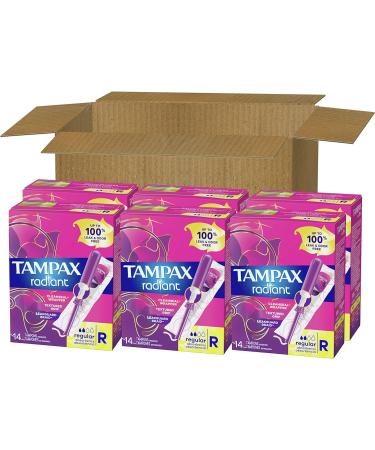 Tampax Radiant Tampons Regular Absorbency 84 Count - Unscented, Leakguard Braid - Radiant Reg - Buy Online on GoSupps.com