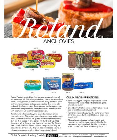 Roland Foods Wild Caught Flat Anchovy Fillets in Olive Oil - 2 OZ Can - Buy Online on GoSupps.com