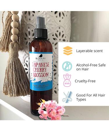 Bluebyrd Soap Co. Japanese Cherry Blossom Fragrance for Hair and Body | Alcohol Free Hair Perfume | Perfumed Hair and Body Mist in Cherry Blossom Scent | Clean Beauty Vegan Free of Parabens Sulfates and Silicones | Weightless Perfume for Your Hair | Natur - Buy Online on GoSupps.com