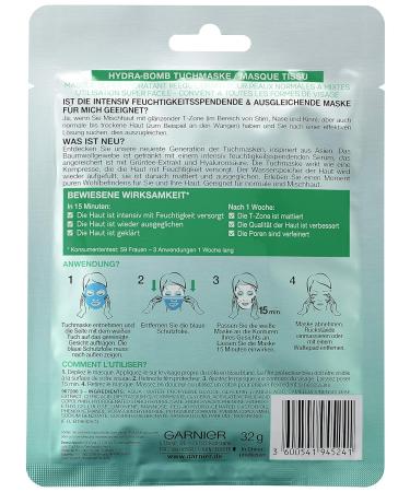 Buy Garnier Hydra Bomb Sheet Mask - Hyaluronic Acid Green Tea Extract Moisturizing Serum - 5 Pieces | Best International Shipping - Buy Online on GoSupps.com