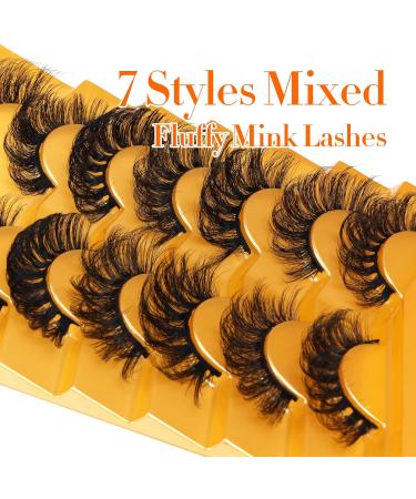 JIMIRE Eyelashes Fluffy Volume Lashes Dramatic Strip D Curl False Eyelashes 20MM Mink Lashes Bulk Full Volume 7 Styles Mixed 7 Pairs Multipack - Buy Online on GoSupps.com