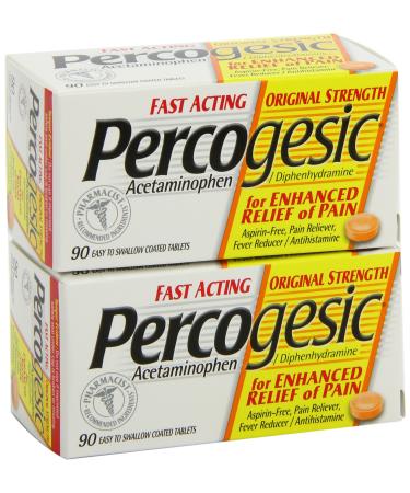 Percogesic Original Strength, Acetaminophen and Diphenhydramine, 90 Tablets, Pack of 2 90 Count (Pack of 2)