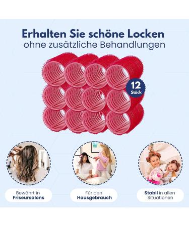 Ponik's Hair Roller Curlers Set - Self-Adhering 12-Piece Curly Curls 36mm - Red - Perfect for Instant Volume & Curls - Buy Online on GoSupps.com