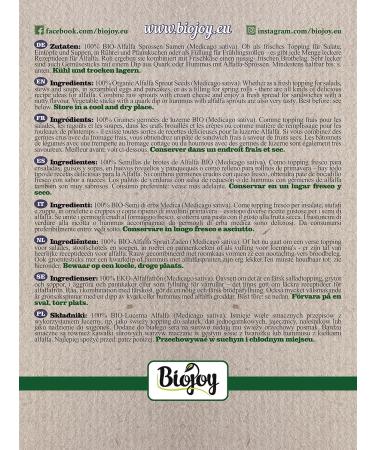 Biojoy Alfalfa seeds BIO (1 kg) whole seeds to germinate - Buy Online on GoSupps.com