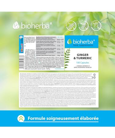 100 Turmeric Capsules with Ginger and Turmeric - High Dosage Powerful Antioxidant and Anti-inflammatory Complex for Optimal Wellness up to 620 mg per day BIOHERBA - Buy Online on GoSupps.com