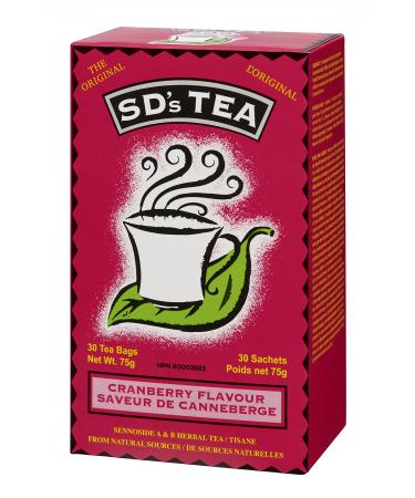 Platinum Naturals SD's Tea - Cranberry Flavour 30 Bags - Herbal Blend Soothe Digestive System Organic Herbal Tea for Digestive Comfort & Gentle Constipation Relief Cranberry Tea
