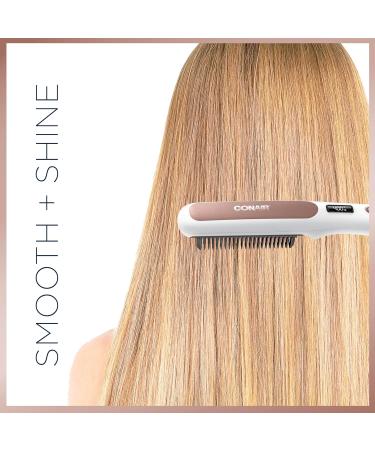 Conair Double Ceramic Straightening Brush - Heated Hair Brush for Smooth Shiny Hair | V-Shaped Bristles | International Shipping Available - Buy Online on GoSupps.com