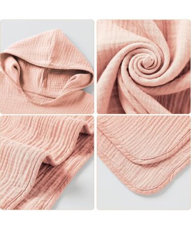 Lat Bathing Poncho for Children - 100% Cotton Muslin Hooded Towel Super Absorbent Baby Bath Towel (Pink 64x60cm) - Buy Online on GoSupps.com