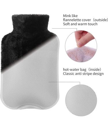 2L Hot Water Bottle with Black Furry Cover - Samply Hot Water Bag - Buy Online on GoSupps.com