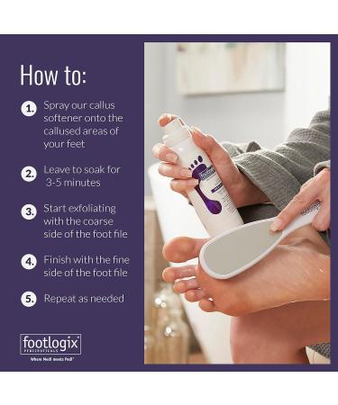 Foot Care Callus Softener Combo Footlogix Spray & Double Sided File for Soft Smooth Heels | Best DIY Pedicure Exfoliator - Buy Online on GoSupps.com