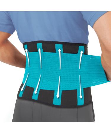 Clever Yellow Medical-Grade Back Brace for Back Pain - Back Support Belt for Women & Men Breathable Lumbar Support Belt Back Pain Belt Stabilising Lower Back Support Belt for Back Pain (Large) L (Waist Size: 32 -40 ) Blue