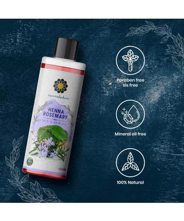 AYURVEDASHREE Henna Rosemary Hair Oil 200 ml - Neem, Shikakai, Bhringraj, Amla, Brahmi, Sesame, Olive & Sunflower Oils - Buy Online on GoSupps.com