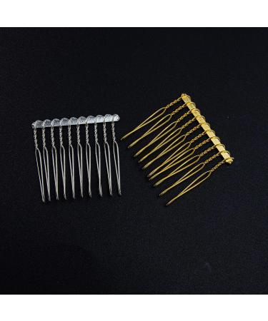 AUEAR 20 Pack Metal Veil Comb Hair Clips - Twist Bridal Wedding Combs - Silver Gold - 10 Teeth - Pack of 20 - Buy Online on GoSupps.com