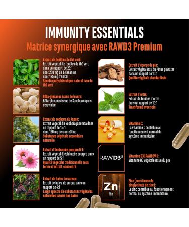  GEN GERMAN ELITE NUTRITION Immunity Essentials Complex - 180 Softgels with Beta Glucan Vitamin C D3 (RAWD3) Zinc Quercetin Echinacea Elderberry and Plant Extracts - High Dosed Vegan - Buy Online on GoSupps.com