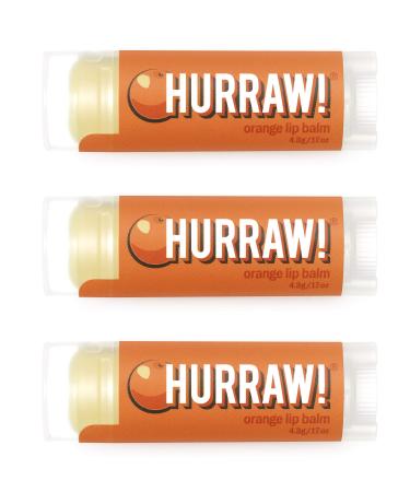 Hurraw! Orange Lip Balm 3 Pack: Organic Certified Vegan Cruelty and Gluten Free. Non-GMO 100% Natural Ingredients. Bee Shea Soy and Palm Free. Made in USA