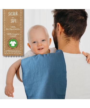 Buy Mimadu Bio GOTS Baby Muslin Spitting Towels | Organic Cotton 3-Pack for Boys & Girls - 60x30 cm (Ocean) - Buy Online on GoSupps.com