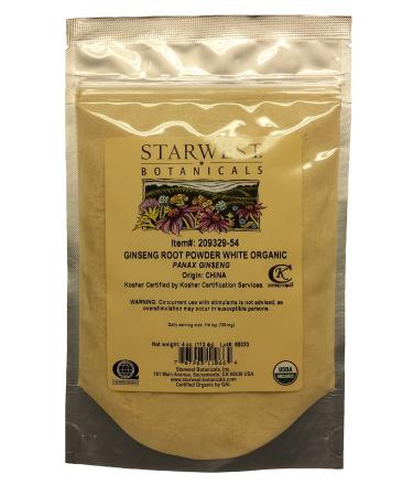 Ginseng Root Powder White Organic - Panax Ginseng 4 Oz (Starwest Botanicals)