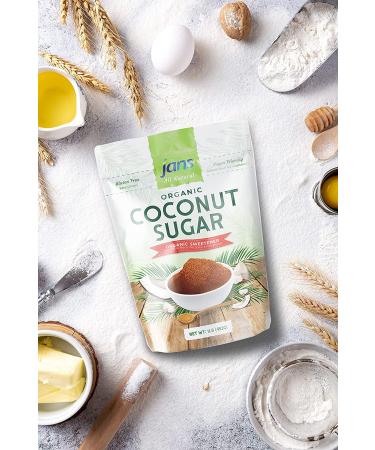 Jans Organic Coconut Sugar 16 oz - Gluten-Free, Non-GMO, Low Glycemic - Paleo & Vegan Friendly - Buy Online on GoSupps.com