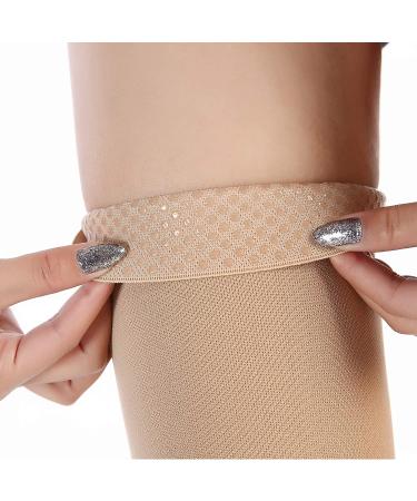 Leotruny Open Toe Thigh High Compression Stockings - 20-30 mmHg Support - Beige, Large (1 Pair) - Buy Online on GoSupps.com