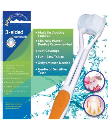bA1 Health - 3-Sided Specialty Toothbrush (Complete Coverage) - Autism  ASD  Special Needs  Sensory  Perio Brush for All Kids/Adults - Best for Sensitive Gums and Teeth! Choose From 4 Colors