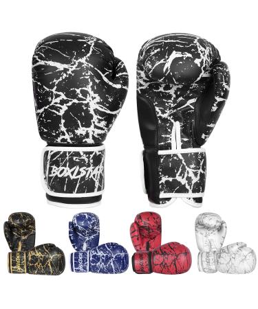 Boxing Training Sparring Kickboxing Punching Heavy Bag Muay Thai Mitts MMA Gloves for Youth, Men & Women Black/White 16 oz