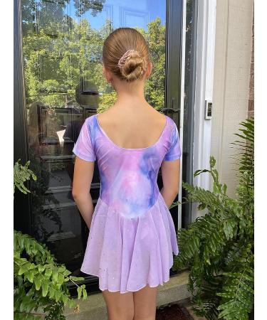 Arshiner Girls Ballet Leotard with Chiffon Tutu Skirt - Tie Dye Lilac, 7-8 Years - Buy Online on GoSupps.com