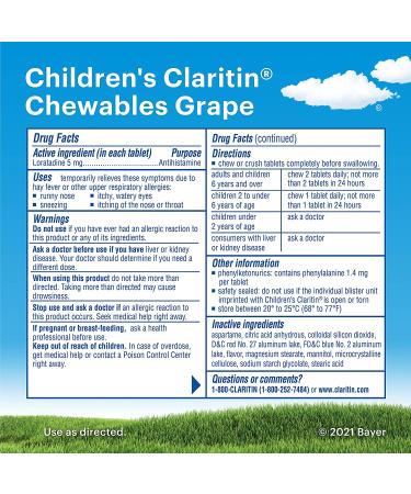 Claritin Kids 24-Hour Non-Drowsy Allergy Relief Chewables - 40 Grape Tablets - Buy Online on GoSupps.com