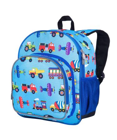 Wildkin 12-Inch Kids Backpack for Boys & Girls, Perfect for Daycare and Preschool, Toddler Bags Features Padded Back & Adjustable Strap, Ideal for School & Travel Backpacks(Trains, Planes, and Trucks) Blue