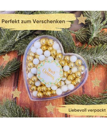  EinsSein EinsSein Christmas Heart Merry Christmas Gift White Gold Chocolate 140g St Nicholas Gift Christmas Gift Chocolate Balls Small Gifts for Christmas - Buy Online on GoSupps.com