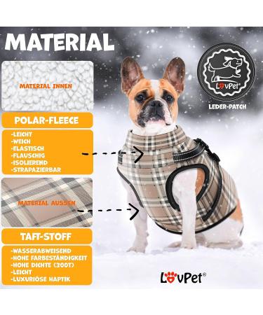LOVPET Dog Jacket - Waterproof Winter Vest with Dishes 45 Fenders Reflectors & D-Ring - 2XL Beige | International Shipping Available - Buy Online on GoSupps.com
