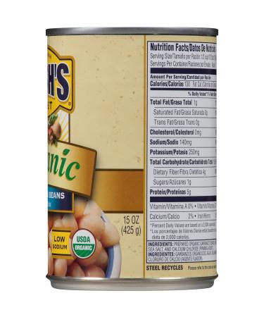 BUSH'S BEST Organic Garbanzo Beans Canned Beans Organic Chick Peas USDA Certified Organic Source of Plant Based Protein and Fiber Low Fat Gluten Free (12) 15 Ounce (Pack of 12) - Buy Online on GoSupps.com