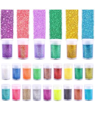 24 Colors Glitter Set  Fine Glitter for Resin  Arts and Craft Supplies Glitter  Festival Glitter Powder Makeup Glitter  Cosmetic Glitter for Body Nail Face Hair Eyeshadow Lip Gloss Making 24 glitter