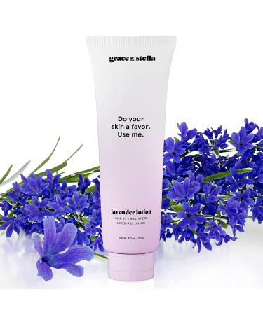 Lavender Body Lotion (16 oz) - Vegan Moisturizing Lavender Lotion for Men and Women - Paraben and Cruelty-Free - Scented by Grace & Stella - Calming Hand & Body Moisturizer - Buy Online on GoSupps.com