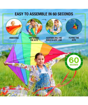 Large Diamond Kite for Kids - Lightweight, Easy to Assemble, Soars High in Low Winds - Ideal for Outdoor Fun with Friends & Family! - Buy Online on GoSupps.com