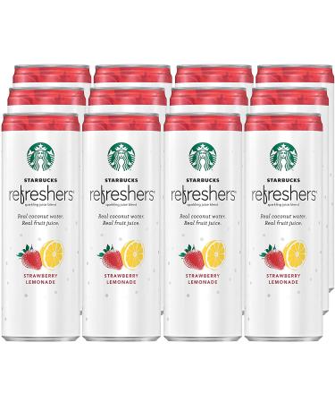 Starbucks Refreshers Coconut Water Strawberry Lemonade 12 fl Oz Cans (12 Pack) - Buy Online on GoSupps.com