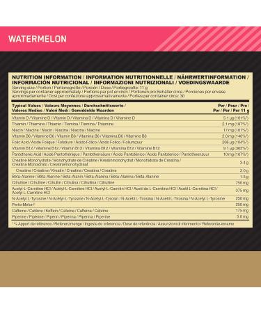 Optimum Nutrition Gold Standard Pre Workout Watermelon 330g Powder - Buy Online on GoSupps.com